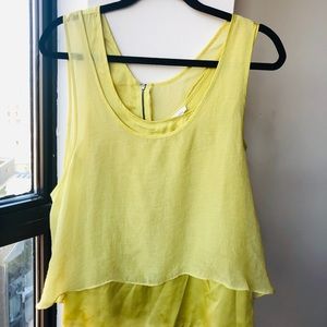 Yellow Chiffon and Silk BCBG Top